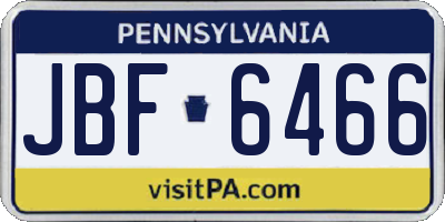 PA license plate JBF6466