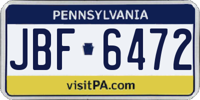 PA license plate JBF6472