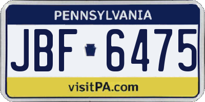 PA license plate JBF6475