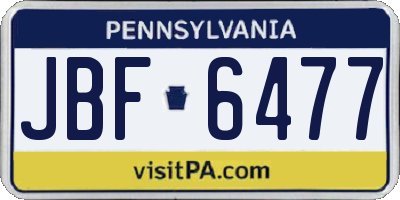 PA license plate JBF6477
