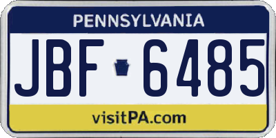 PA license plate JBF6485