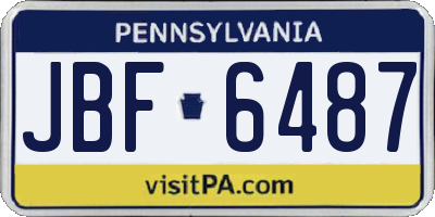 PA license plate JBF6487