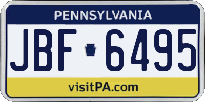 PA license plate JBF6495