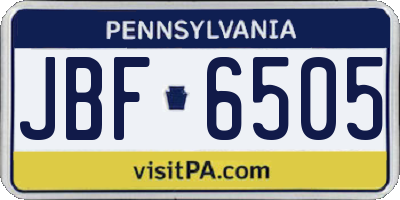 PA license plate JBF6505