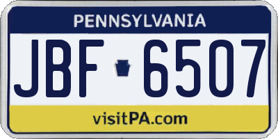 PA license plate JBF6507