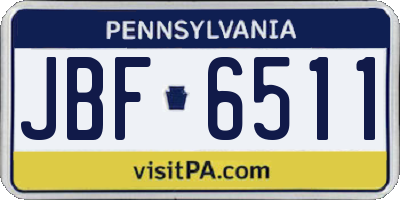 PA license plate JBF6511