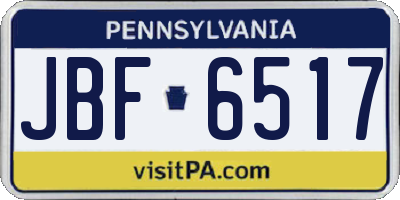 PA license plate JBF6517