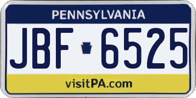 PA license plate JBF6525