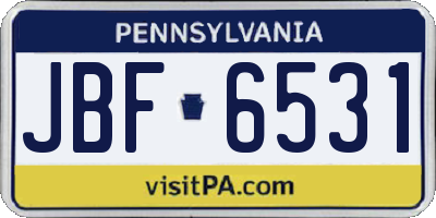 PA license plate JBF6531