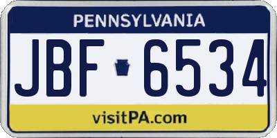 PA license plate JBF6534