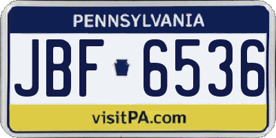 PA license plate JBF6536