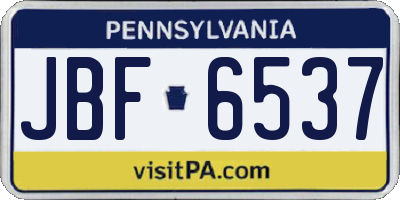 PA license plate JBF6537