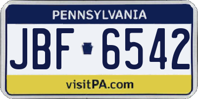 PA license plate JBF6542