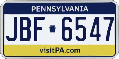 PA license plate JBF6547