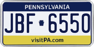 PA license plate JBF6550