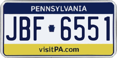 PA license plate JBF6551