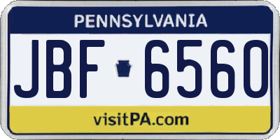 PA license plate JBF6560