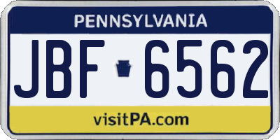 PA license plate JBF6562