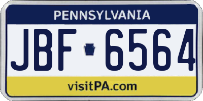 PA license plate JBF6564