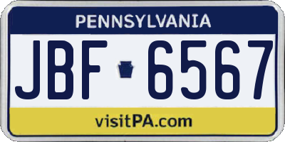 PA license plate JBF6567