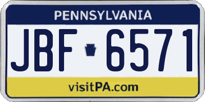 PA license plate JBF6571