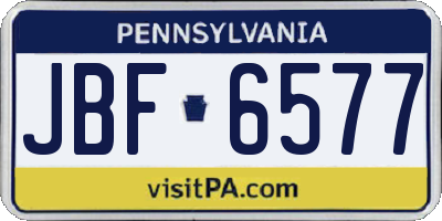 PA license plate JBF6577