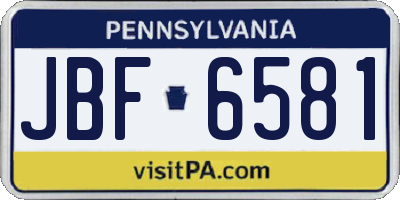 PA license plate JBF6581