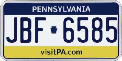 PA license plate JBF6585