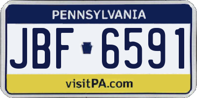 PA license plate JBF6591