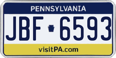 PA license plate JBF6593