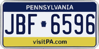 PA license plate JBF6596