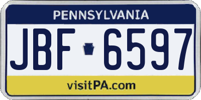 PA license plate JBF6597