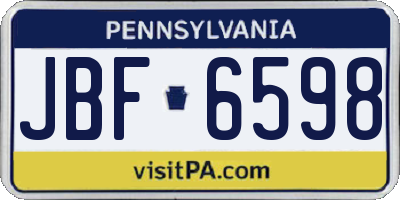 PA license plate JBF6598