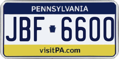 PA license plate JBF6600