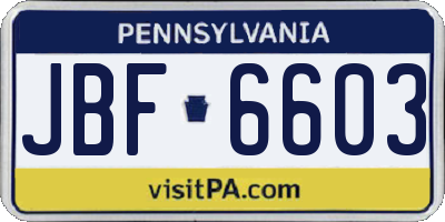 PA license plate JBF6603