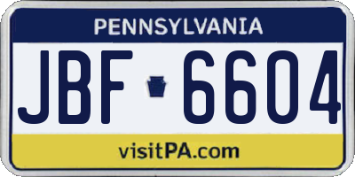 PA license plate JBF6604