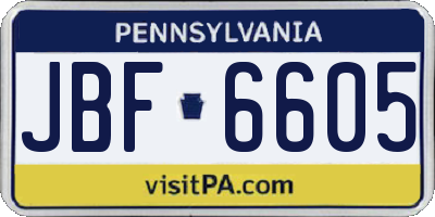 PA license plate JBF6605