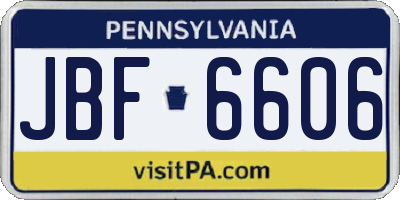 PA license plate JBF6606