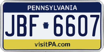 PA license plate JBF6607