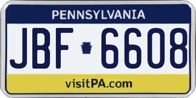 PA license plate JBF6608