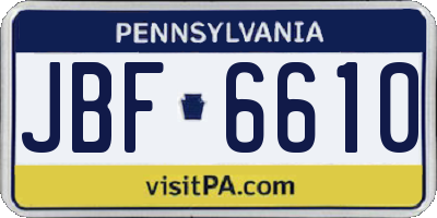 PA license plate JBF6610