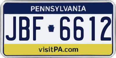 PA license plate JBF6612