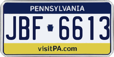 PA license plate JBF6613