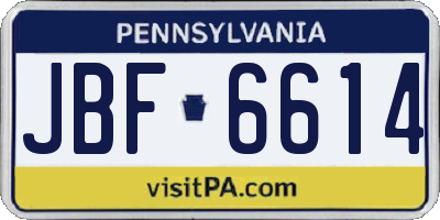 PA license plate JBF6614