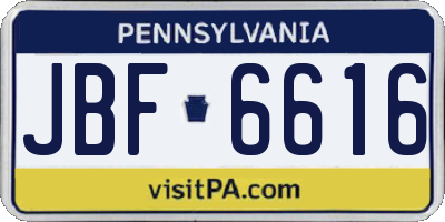 PA license plate JBF6616