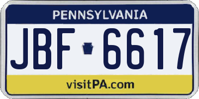 PA license plate JBF6617