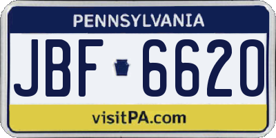 PA license plate JBF6620