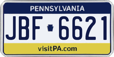 PA license plate JBF6621