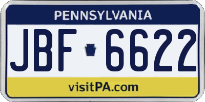 PA license plate JBF6622