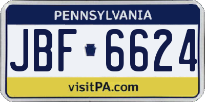 PA license plate JBF6624